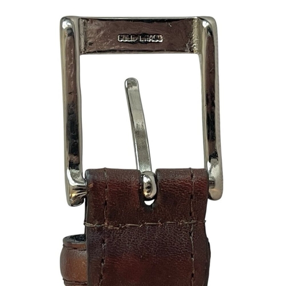 Mens Belt Braid Weaves Brown Cowhide Leather Silver Buckle Dress Pants Belt - Picture 5 of 6